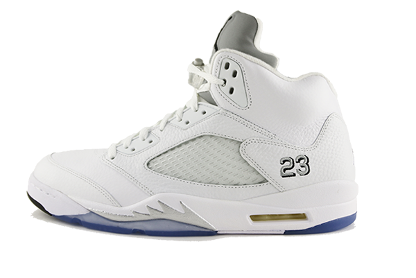 Air jordan 5 white 2025 metallic