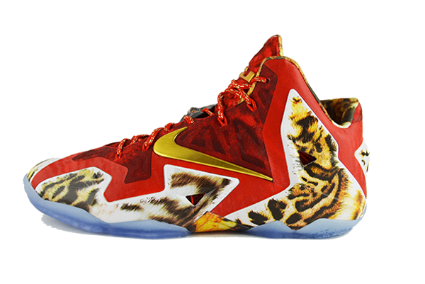 Lebron 11 sales red and gold